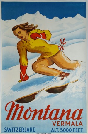 Montana Vermala Switzerland ski poster